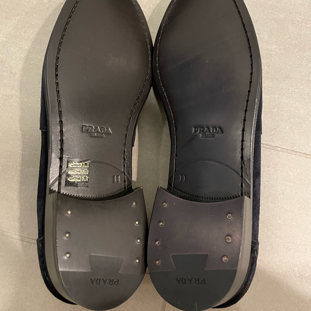 Authentic Brand New PRADA penny loafer shoes, blue suede, size 11 - Picture 6 of 7